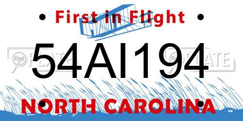54AI194 North Carolina License Plate