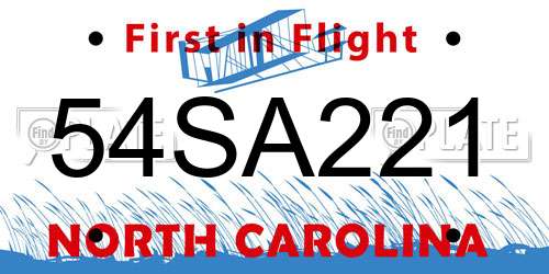 54SA221 North Carolina License Plate
