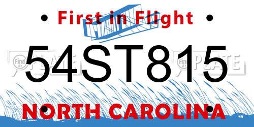 54ST815 North Carolina License Plate