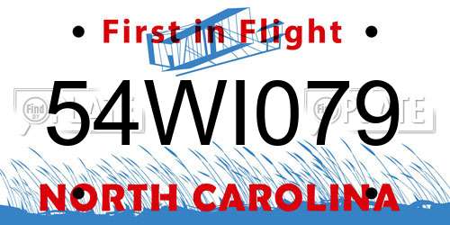 54WI079 North Carolina License Plate