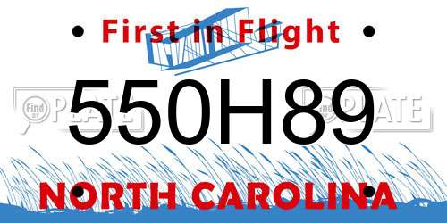 550H89 North Carolina License Plate