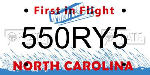 550RY5 North Carolina License Plate