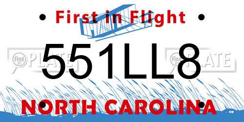 551LL8 North Carolina License Plate