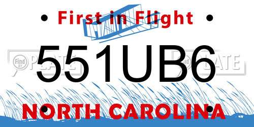 551UB6 North Carolina License Plate