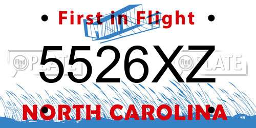 5526XZ North Carolina License Plate