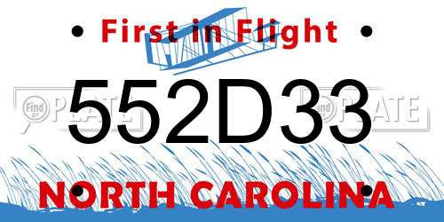 552D33 North Carolina License Plate