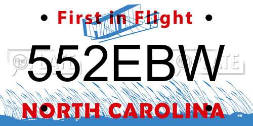 552EBW North Carolina License Plate