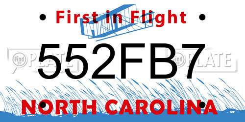 552FB7 North Carolina License Plate