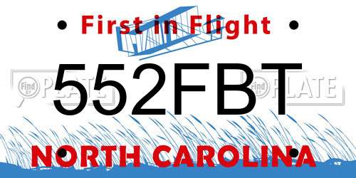 552FBT North Carolina License Plate
