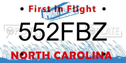 552FBZ North Carolina License Plate