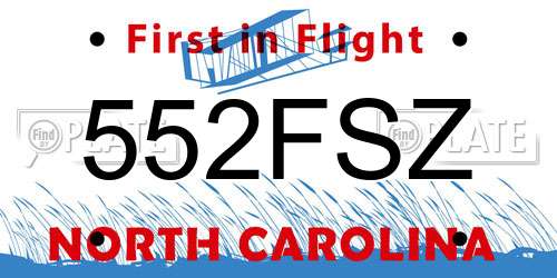 552FSZ North Carolina License Plate