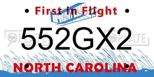 552GX2 North Carolina License Plate