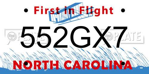 552GX7 North Carolina License Plate