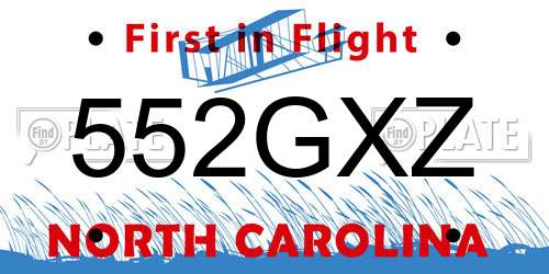 552GXZ North Carolina License Plate
