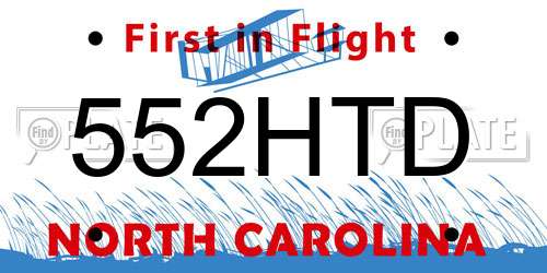 552HTD North Carolina License Plate