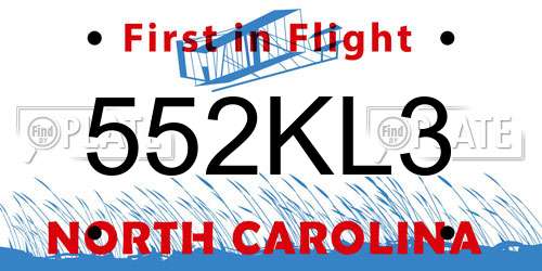 552KL3 North Carolina License Plate