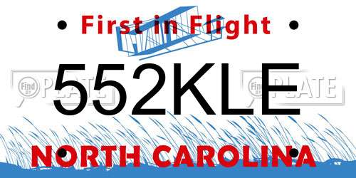 552KLE North Carolina License Plate