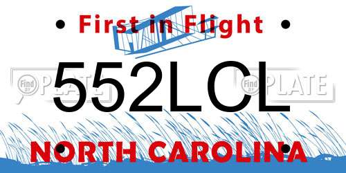 552LCL North Carolina License Plate