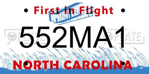 552MA1 North Carolina License Plate