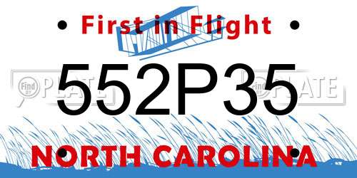 552P35 North Carolina License Plate