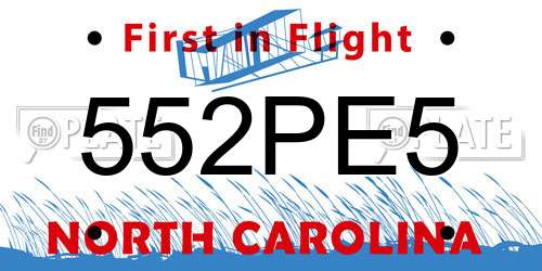 552PE5 North Carolina License Plate