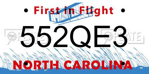 552QE3 North Carolina License Plate