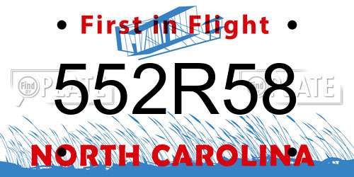 552R58 North Carolina License Plate