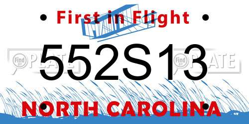 552S13 North Carolina License Plate
