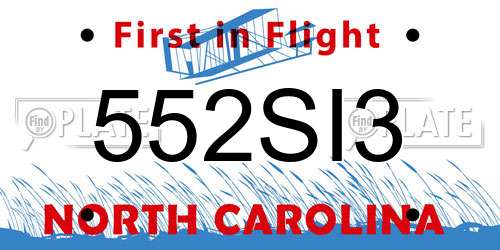552SI3 North Carolina License Plate