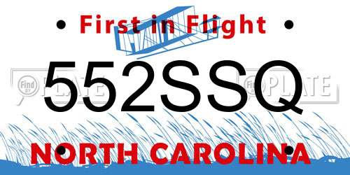 552SSQ North Carolina License Plate