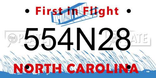 554N28 North Carolina License Plate