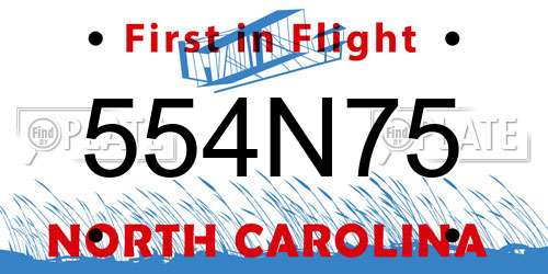 554N75 North Carolina License Plate