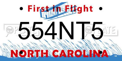 554NT5 North Carolina License Plate