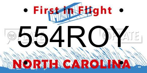 554ROY North Carolina License Plate