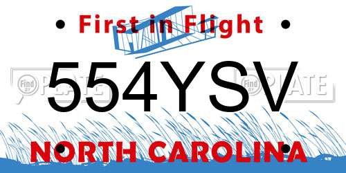 554YSV North Carolina License Plate