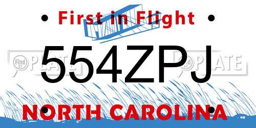 554ZPJ North Carolina License Plate