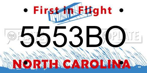 5553BO North Carolina License Plate