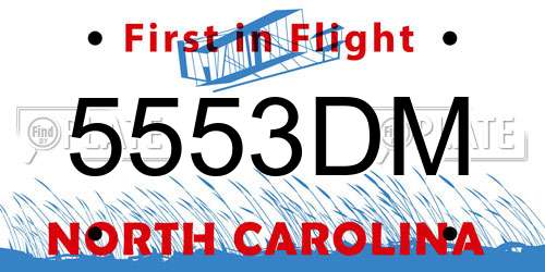 5553DM North Carolina License Plate