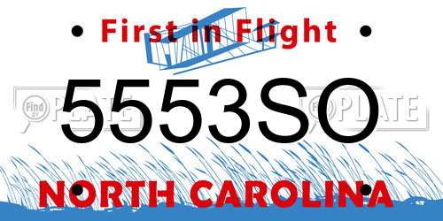 5553SO North Carolina License Plate
