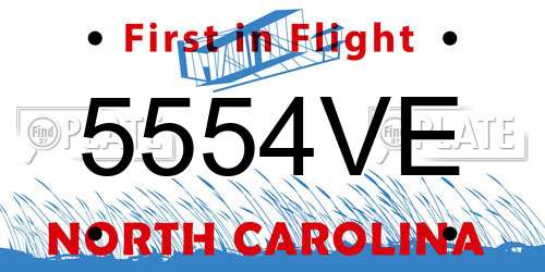 5554VE North Carolina License Plate