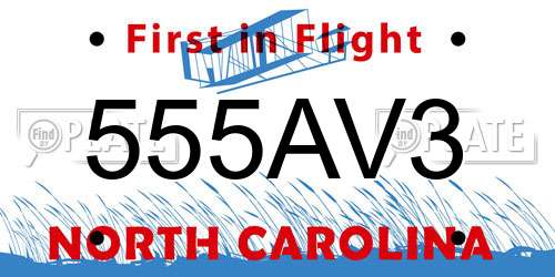 555AV3 North Carolina License Plate