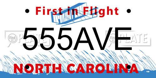555AVE North Carolina License Plate