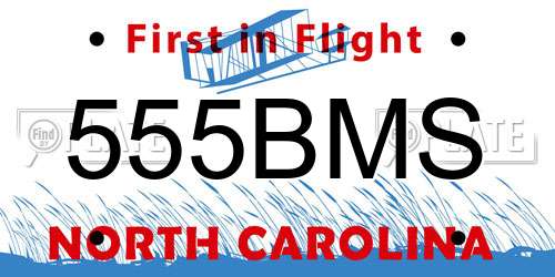 555BMS North Carolina License Plate
