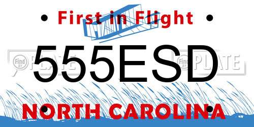 555ESD North Carolina License Plate