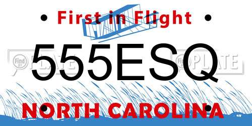 555ESQ North Carolina License Plate