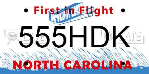 555HDK North Carolina License Plate