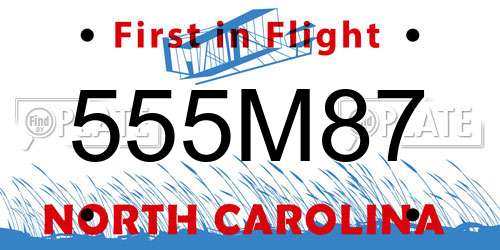 555M87 North Carolina License Plate