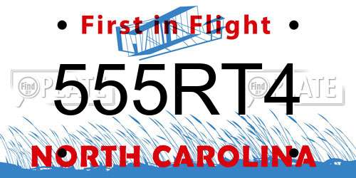 555RT4 North Carolina License Plate