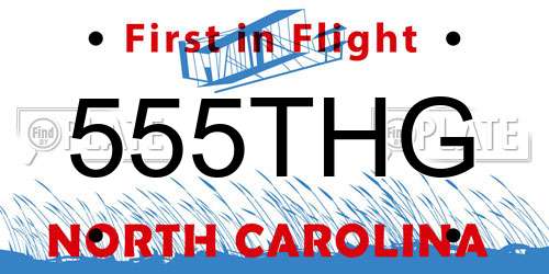 555THG North Carolina License Plate