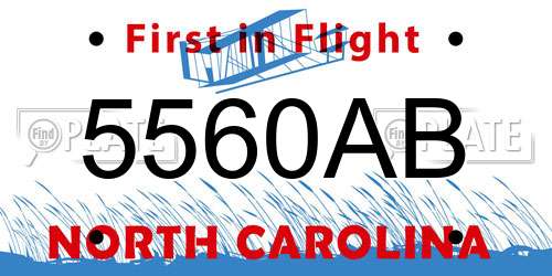 5560AB North Carolina License Plate